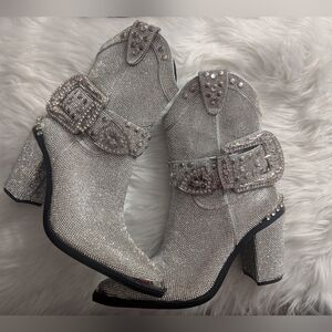 Silver Studded Women's Ankle Boots